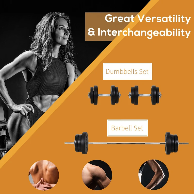 Soozier 145lbs Dumbbell & Barbell Adjustable Set Plate Bar Clamp Rod Home Gym Sports Area Exercise