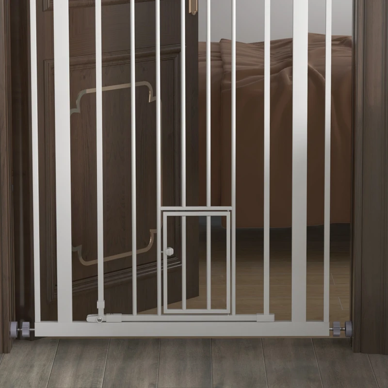 PawHut 41" Easy Open Indoor Dog Gates for Doorways, House, Stair - White