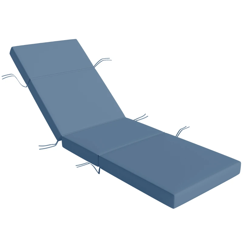 Outsunny Chaise Lounge Cushion, 4" Thick Outdoor Lounge Chair Cushions with Ties for Patio, 26" x 80", Navy Blue