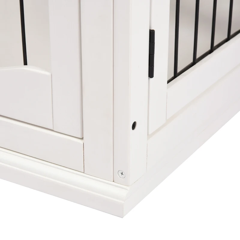 PawHut Dog Crate Furniture, 32" Small Dog Cage End Table with 2 Doors, Lockable Door, Puppy Kennel Indoor, White