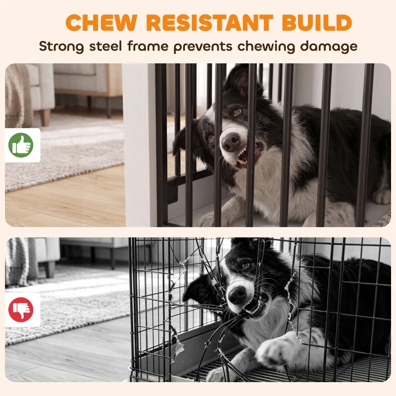 PawHut 100 cm Dog Crate Furniture with Sliding Barn Door for Large Breeds, White