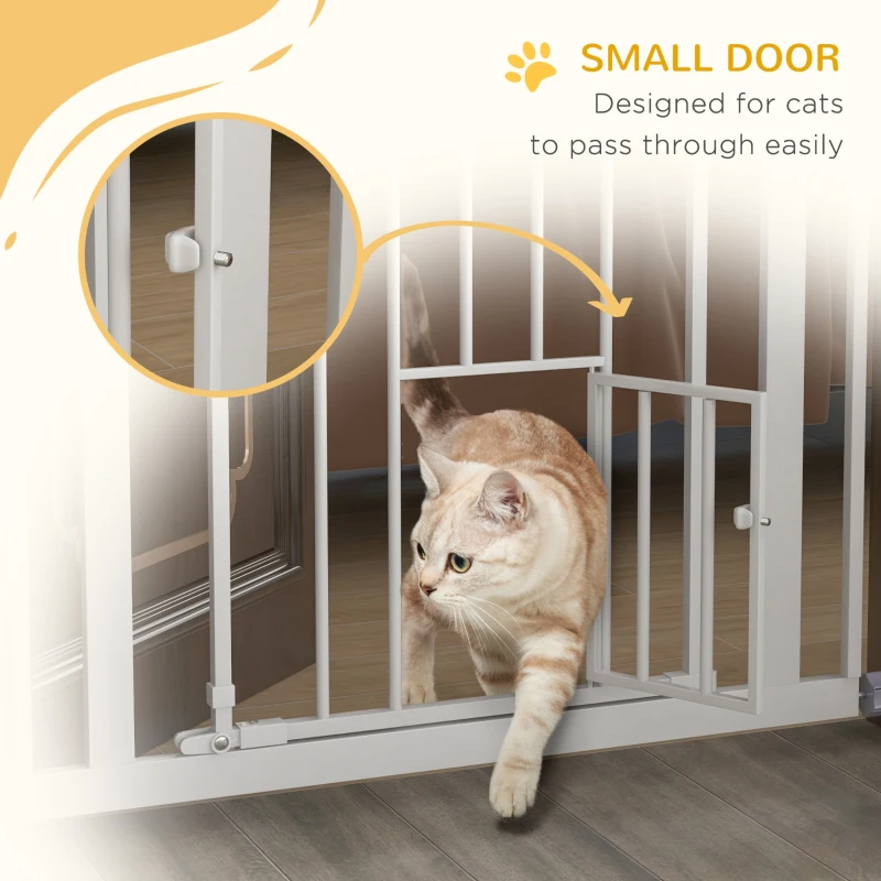 PawHut 41" Easy Open Indoor Dog Gates for Doorways, House, Stair - White