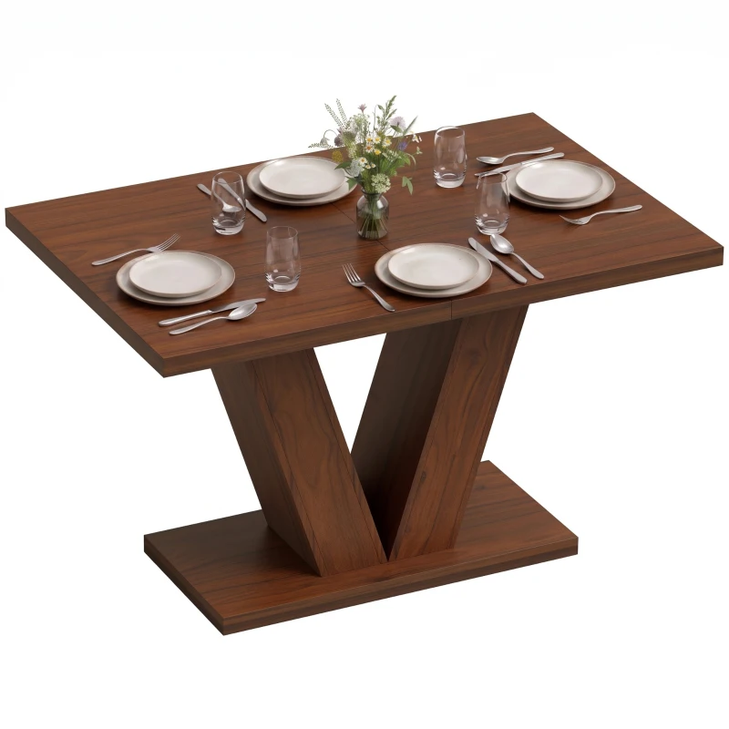 HOMCOM Modern Dining Table for 4 People, 47.2" Kitchen Table for Dining Room and Living Room, Rectangular, Dark Walnut