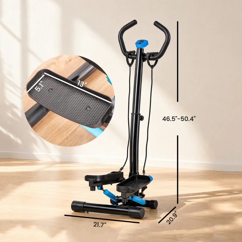 Soozier Twist Stepper Machine with Resistance Bands, Adjustable Workout Fitness Equipment with Handle Bar and LCD Display for Home Gym Exercise
