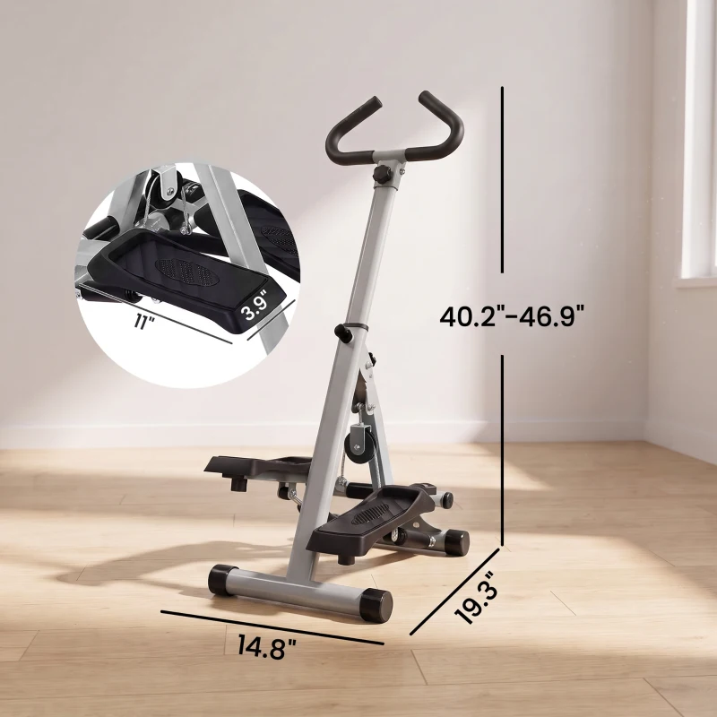 Soozier Adjustable Stepper Aerobic Ab Exercise Fitness Workout Machine with LCD Screen & Handlebars, Grey