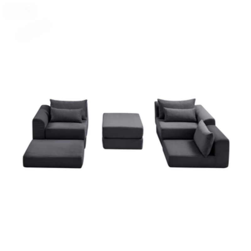 Snuggly Corduroy Sectional Sofa with 5 Pillows and Modular Design, Friendly Couch for Living Room and Bedroom, 100'' L x 35" W x 24" H, Grey