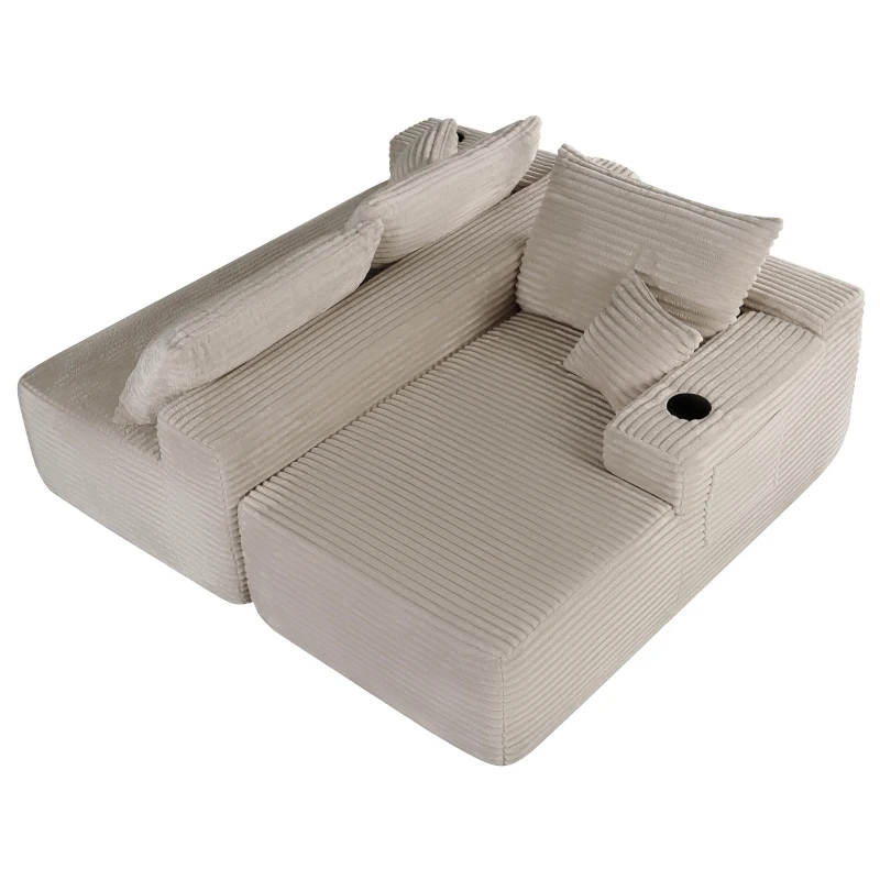 Modern Cloud Sectional with L-Shape Chaise and Side Pockets, Modular Couch with Deep Seat and No Assembly, 108'' L x 63" W x 23" H, Coffee
