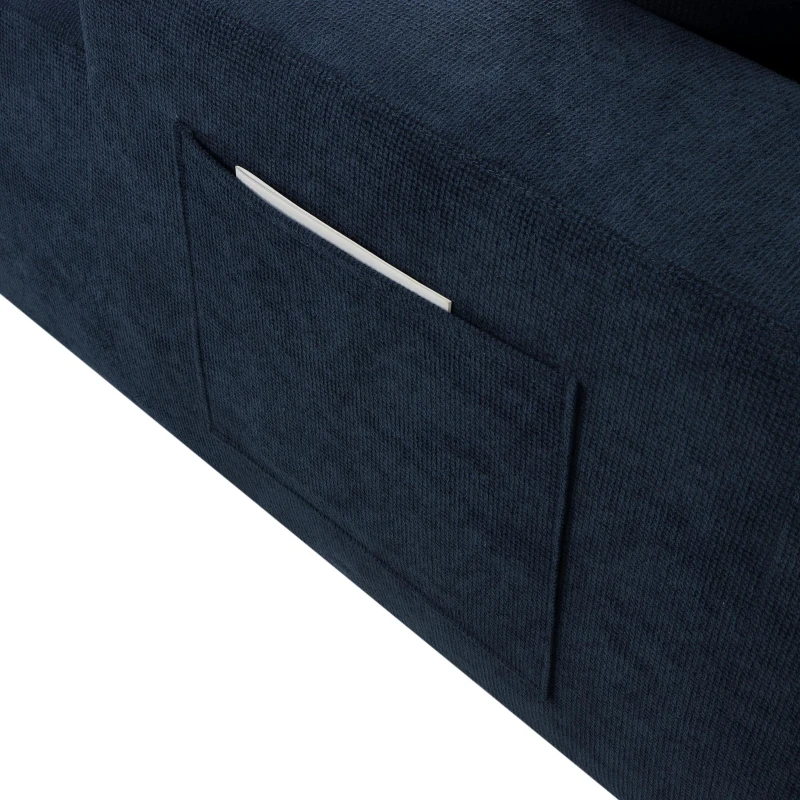 Modern Sectional with L-Shape Chaise and Deep Seat, Cozy Modular Sofa with Cotton-Linen Fabric and No Assembly, 85'' L x 53" W x 24" H, Blue