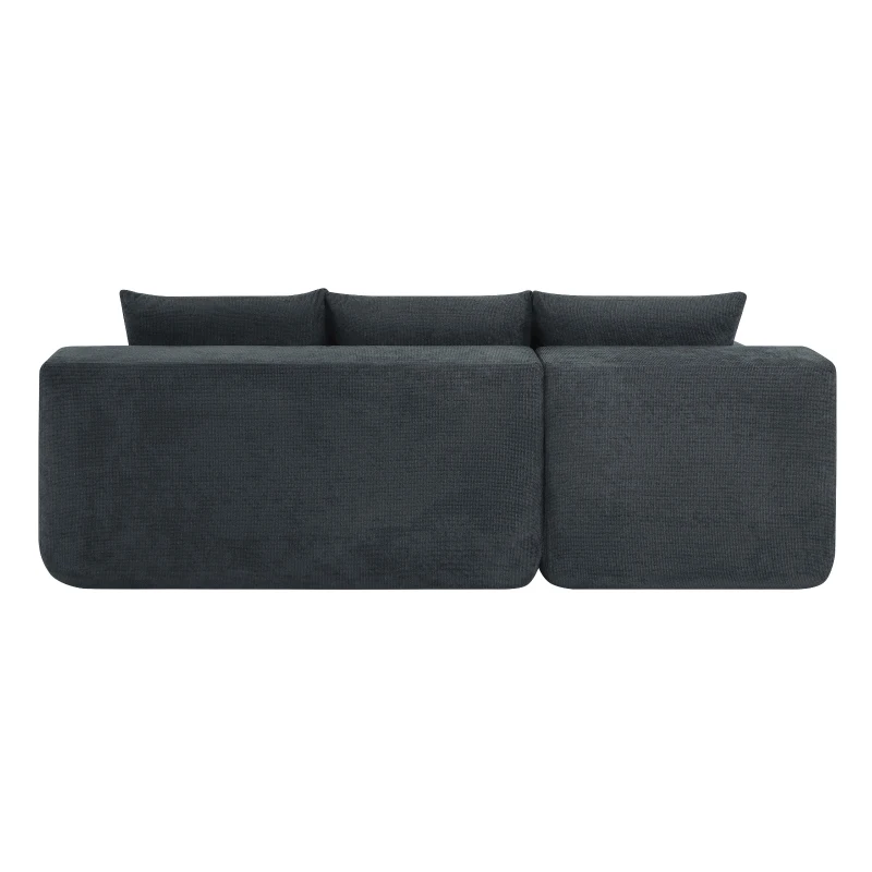 Modern Cloud Sectional with L-Shape Chaise and Deep Seat, Modular Sofa with Cotton-Linen Fabric and No Assembly, 85'' L x 53" W x 24" H, Grey