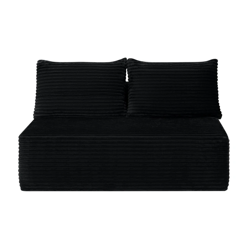 Cozy Cloud Sectional with Double Chaise and Deep Seat, Modern 2-Seater Couch with Plush Fabric and No Assembly, 57'' L x 35" W x 24" H, Black