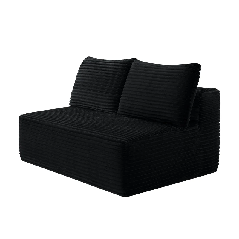 Elegant Chaise Lounge with Plush Velvet and Cup Holder, Chic Sofa with Flexible Matching and No Assembly, 57'' L x 39" W x 33" H, Black