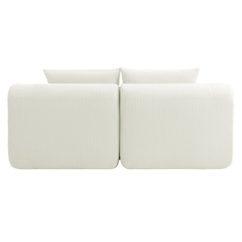 Cozy 2-Piece Chaise Lounge Set with Left and Right Design, Modern Corduroy Lounge Chair with Spring Padding, 66'' L x 76" W x 23" H, White