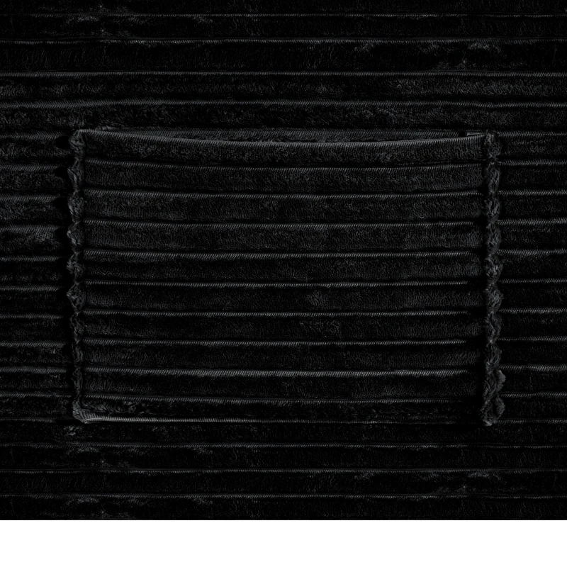 Spacious Corduroy Sectional Sofa with U-Shaped Chaise and Side Pockets, Sleek Couch for Living Room and Bedroom, 133.5'' L x 66" W x 26" H, Black