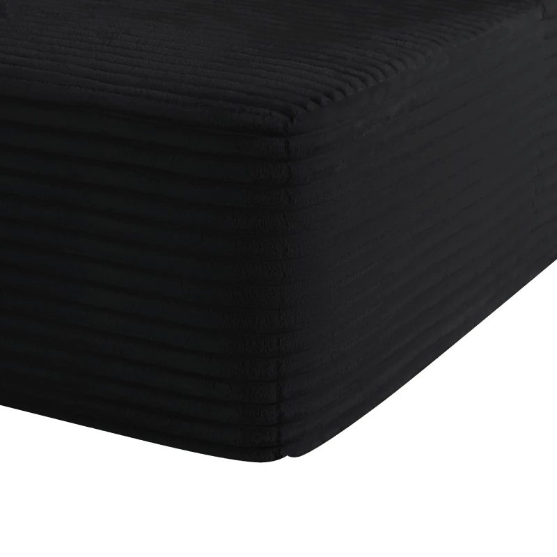 Smooth Fabric Sofa with L-Shaped Chaise and Side Pockets, Urbane Couch for Living Room and Bedroom, 108'' L x 63" W x 23" H, Black Right