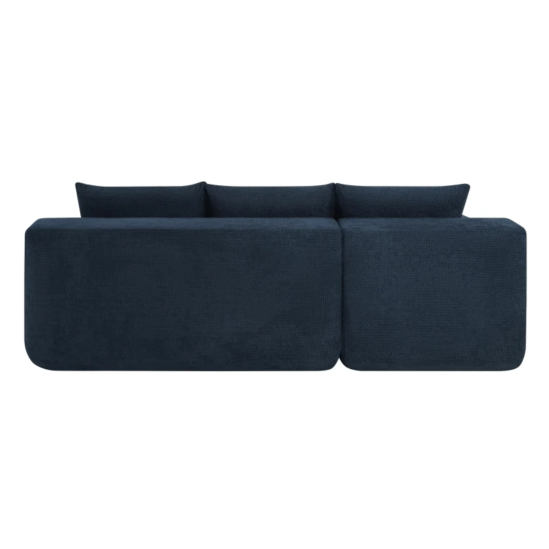 Modern Cloud Sectional with L-Shape Chaise and Deep Seat, Modular Sofa with Cotton-Linen Fabric and No Assembly, 85'' L x 53" W x 24" H, Blue