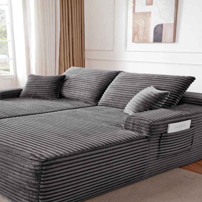 Modern 37.5-inch Right Chaise with Plush Grey Velvet, Chic Sectional Sofa with Flexible Matching for Living Room, 66'' L x 39" W x 33" H, Gray