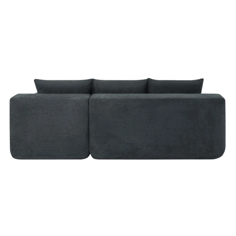 Modern Cloud Sectional with L-Shape Chaise and Deep Seat, Modular Sofa with Cotton-Linen Fabric and No Assembly, 85'' L x 53" W x 24" H, Black