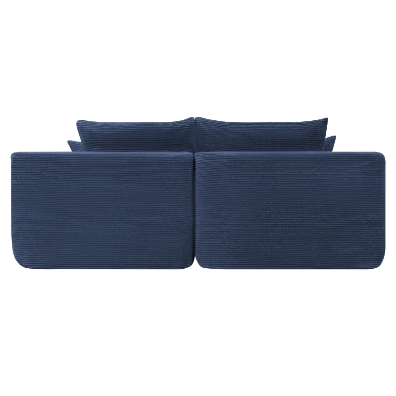 Bold Corduroy Sectional Sofa with Double Chaise and Deep Seat, Cheerful Couch for Modern Living Room and Bedroom, 69'' L x 61" W x 30" H, Blue