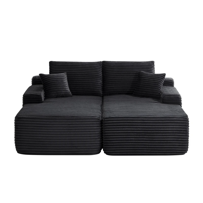 Cozy Modern Cloud Sectional with L-Shape Chaise and Deep Seat, Chic Plush 2-Seater Sofa with No Assembly, 75.5'' L x 66" W x 26" H, Black