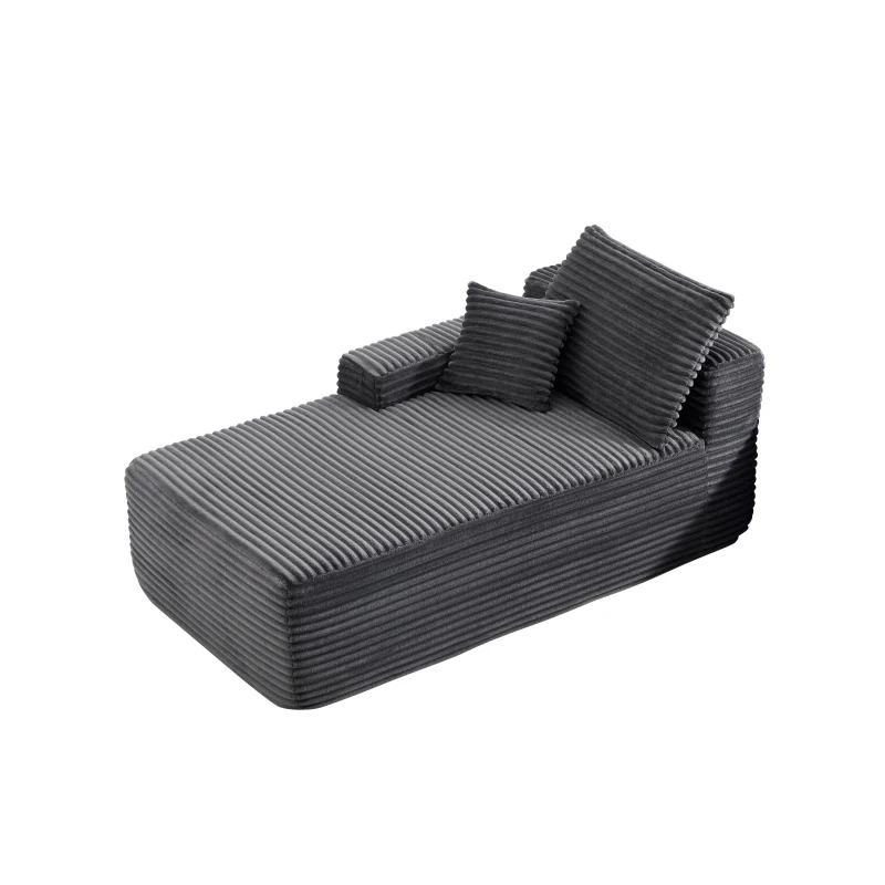 Modern 37.5-inch Left Chaise with Plush Grey Velvet, Chic Sectional Sofa with Flexible Matching for Living Room, 66'' L x 39" W x 33" H, Gray