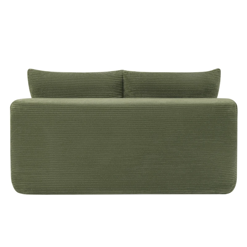 2-Seat Chaise Lounge with Cup Holder and Soft Corduroy, Chic Cloud Couch with Double Chaise and No Assembly, 57'' L x 35" W x 24" H, Green