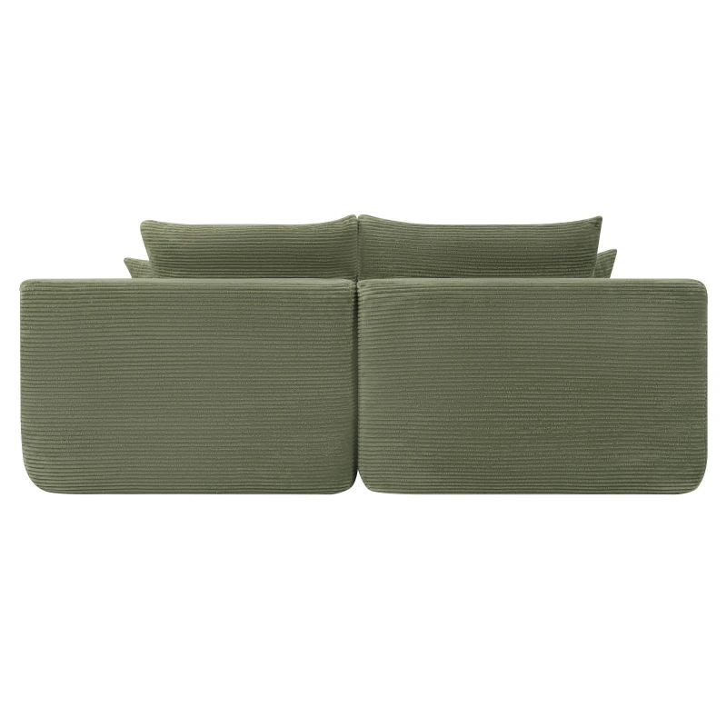 Modern Cloud Sectional with Double Chaise and Deep Seat, Cozy 2-Seater Sofa with Soft Corduroy and No Assembly, 69'' L x 61" W x 30" H, Green