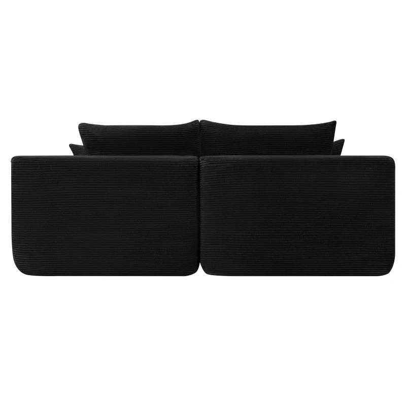 Lasting Corduroy Sectional Sofa with Double Chaise and Deep Seat, Trim Couch for Modern Living Room and Bedroom, 69'' L x 61" W x 30" H, Black