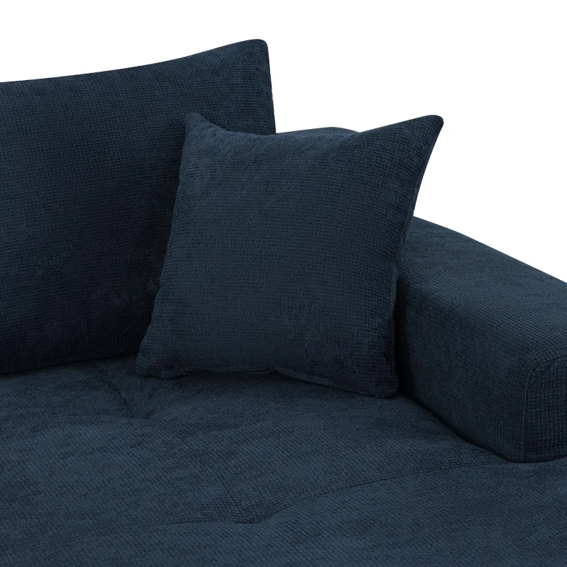 Modern Sectional with L-Shape Chaise and Deep Seat, Cozy Modular Sofa with Cotton-Linen Fabric and No Assembly, 85'' L x 53" W x 24" H, Blue