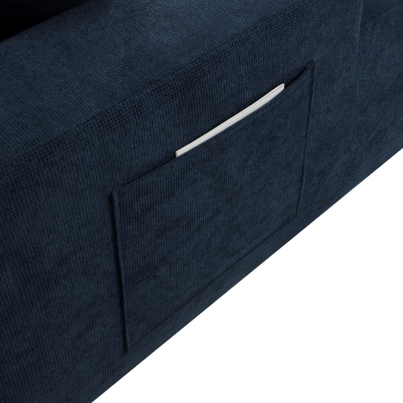 Modern Cloud Sectional with L-Shape Chaise and Deep Seat, Modular Sofa with Cotton-Linen Fabric and No Assembly, 85'' L x 53" W x 24" H, Blue
