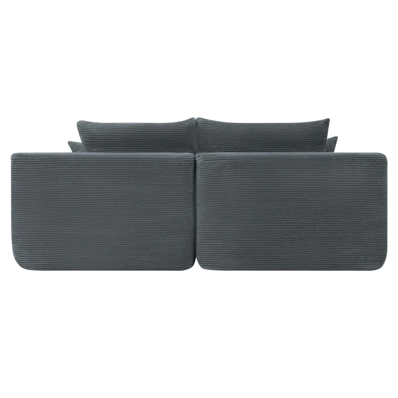 Robust Corduroy Sectional Sofa with Double Chaise and Deep Seat, Neat Couch for Modern Living Room and Bedroom, 69'' L x 61" W x 30" H, Grey