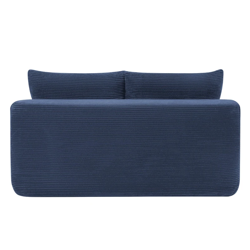 Vivid Corduroy Chaise Lounge with Dual Seats, Deep Seat and Cup Holder, Lively Couch for Living Room and Bedroom, 57'' L x 35" W x 24" H, Blue