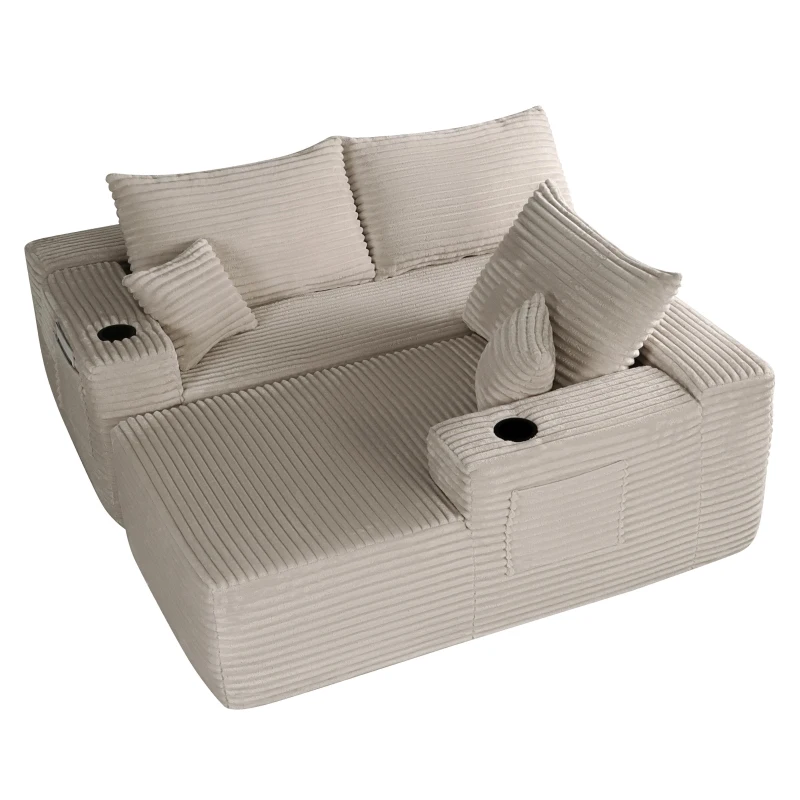 Modern Cloud Sectional with L-Shape Chaise and Side Pockets, Modular Couch with Deep Seat and No Assembly, 108'' L x 63" W x 23" H, Coffee