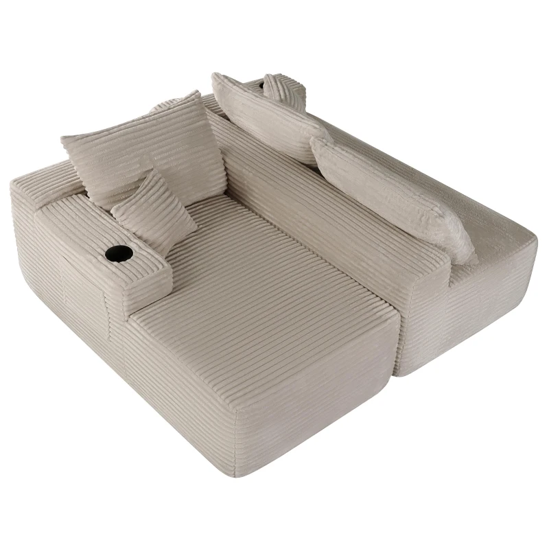 Cloud Sectional with Left L-Shape Chaise and Side Pockets, Cozy Modular Sofa with Deep Seat and No Assembly, 108'' L x 63" W x 23" H, Coffee