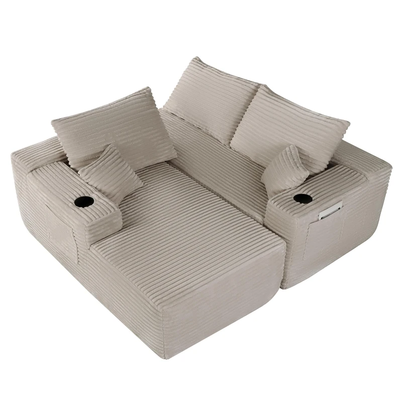 Cloud Sectional with Left L-Shape Chaise and Side Pockets, Cozy Modular Sofa with Deep Seat and No Assembly, 108'' L x 63" W x 23" H, Coffee