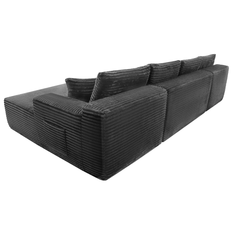 Modern Cloud Sectional with U-Shape Chaise and Side Pockets, Modular Sofa with Deep Seat and No Assembly, 133.5'' L x 66" W x 26" H, Grey