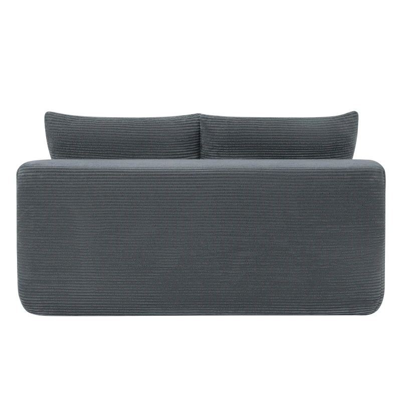 Cuddly Corduroy Chaise Lounge with Dual Seats and Cup Holders, Adaptable Couch for Living Room and Bedroom, 57'' L x 35" W x 24" H, Grey