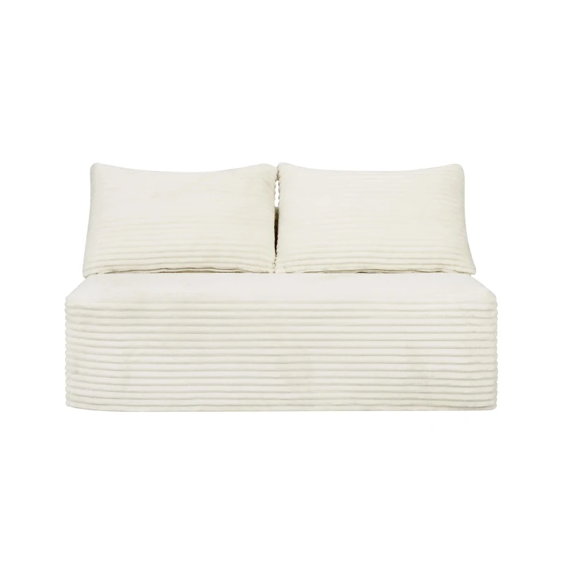 Pure Fabric Sectional Sofa with Double Chaise and Deep Seat, Serene Couch for Modern Living Room and Bedroom, 57'' L x 35" W x 24" H, White