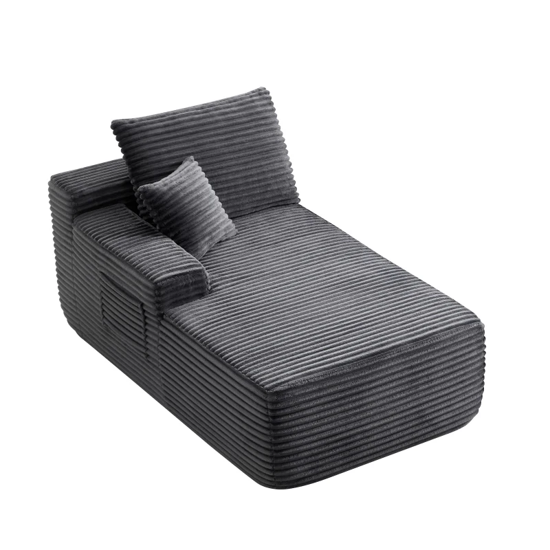 Modern 37.5-inch Left Chaise with Plush Grey Velvet, Chic Sectional Sofa with Flexible Matching for Living Room, 66'' L x 39" W x 33" H, Gray