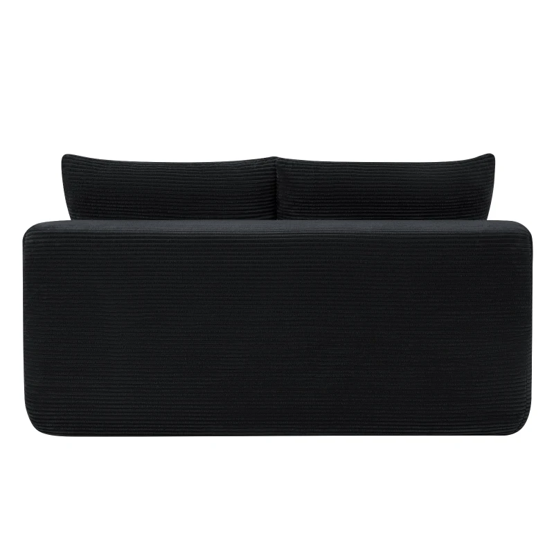 Hearty Corduroy Sectional Sofa with Double Chaise and Deep Seat, Stalwart Couch for Living Room and Apartment, 57'' L x 35" W x 24" H, Black