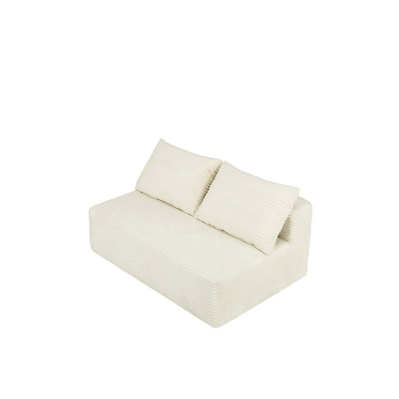 Pure Fabric Sectional Sofa with Double Chaise and Deep Seat, Serene Couch for Modern Living Room and Bedroom, 57'' L x 35" W x 24" H, White