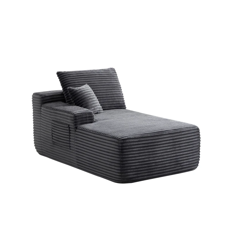 Modern 37.5-inch Left Chaise with Plush Grey Velvet, Chic Sectional Sofa with Flexible Matching for Living Room, 66'' L x 39" W x 33" H, Gray