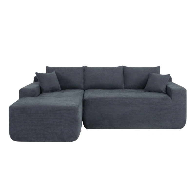 Modern Cloud Sectional with L-Shape Chaise and Deep Seat, Modular Sofa with Cotton-Linen Fabric and No Assembly, 85'' L x 53" W x 24" H, Grey
