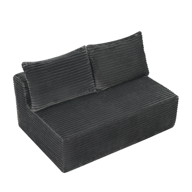 Cozy Cloud Sectional with Double Chaise and Deep Seat, Modern 2-Seater Couch with Plush Fabric and No Assembly, 57'' L x 35" W x 24" H, Grey
