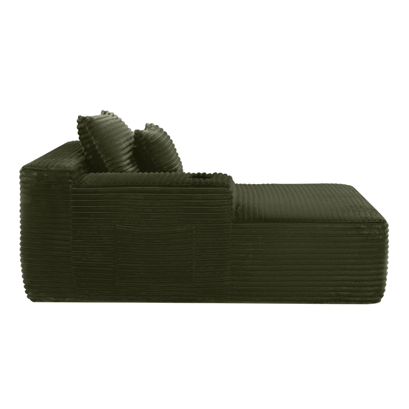 Velvety Fabric Sectional Sofa with Chaise Lounge and Cup Holder, Nimble Couch for Living Room and Bedroom, 66'' L x 39" W x 33" H, Green