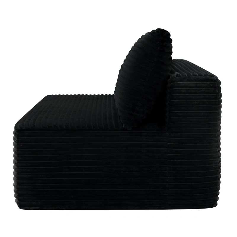 Cozy Cloud Sectional with Double Chaise and Deep Seat, Modern 2-Seater Couch with Plush Fabric and No Assembly, 57'' L x 35" W x 24" H, Black