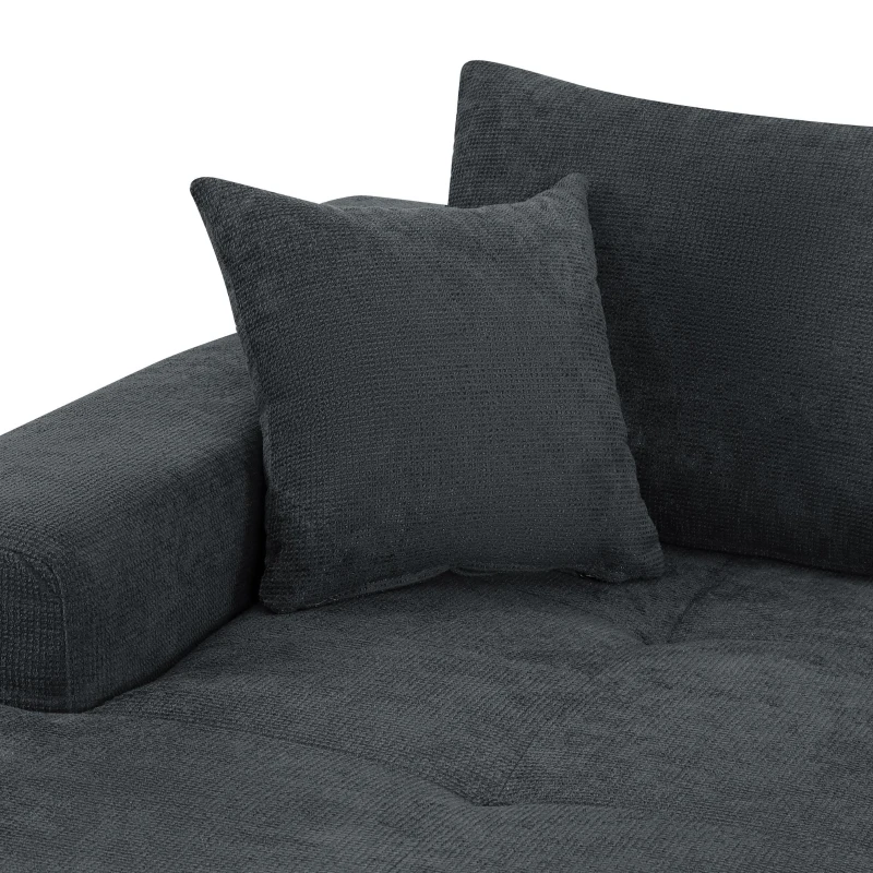 Modern Cloud Sectional with L-Shape Chaise and Deep Seat, Modular Sofa with Cotton-Linen Fabric and No Assembly, 85'' L x 53" W x 24" H, Grey