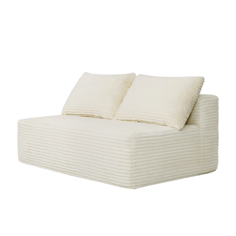Cozy Modern Cloud Sectional with Double Chaise and Plush Fabric, Chic 2-Seater Couch with No Assembly Required, 57'' L x 35" W x 24" H, White
