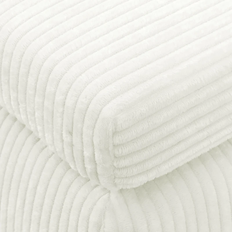 Cozy 2-Piece Chaise Lounge Set with Left and Right Design, Modern Corduroy Lounge Chair with Spring Padding, 66'' L x 76" W x 23" H, White