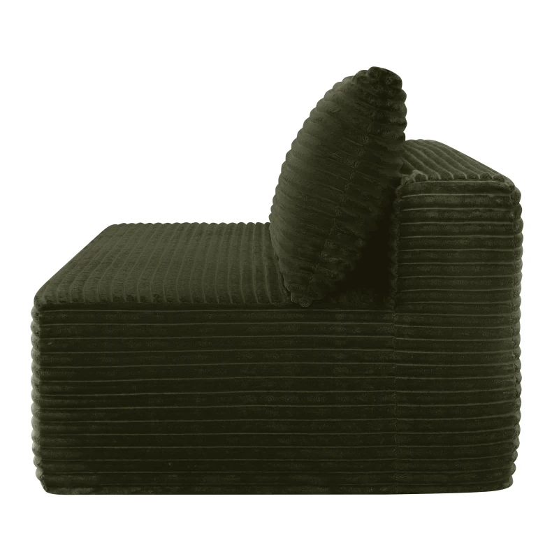 Cozy 2-Seat Chaise Lounge with Cup Holder and Plush Fabric, Modular Sofa with Flexible Matching and No Assembly, 57'' L x 39" W x 33" H, Green