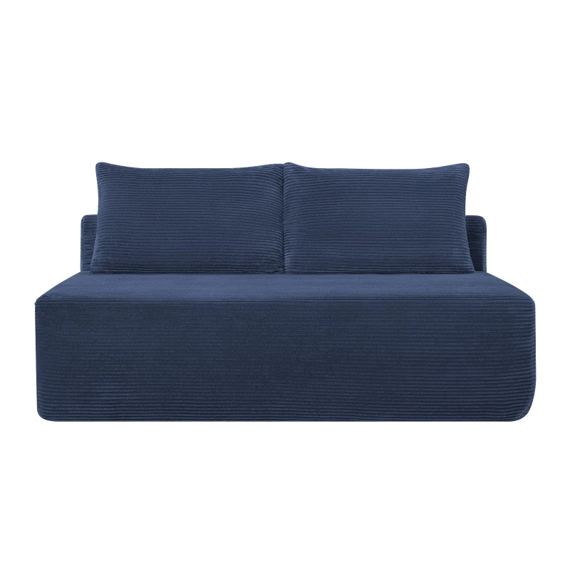 Vivid Corduroy Chaise Lounge with Dual Seats, Deep Seat and Cup Holder, Lively Couch for Living Room and Bedroom, 57'' L x 35" W x 24" H, Blue